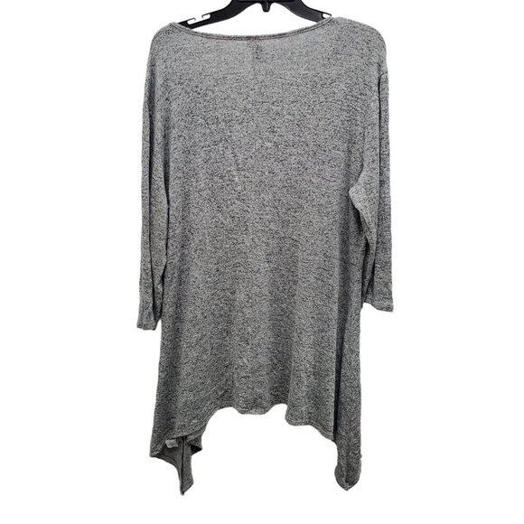 Obsession Woman's Gray Marled‎ Soft Asymmetrical Sharkbite Hem 3/4 Top Plus 3X - Picture 4 of 4